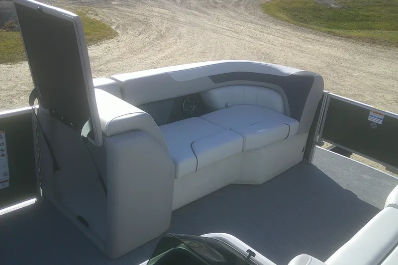 Slide: The Image of Luxurious seating on 2026 Godfrey Sweetwater 2286 FS pontoon boat, featuring plush upholstery. - 15