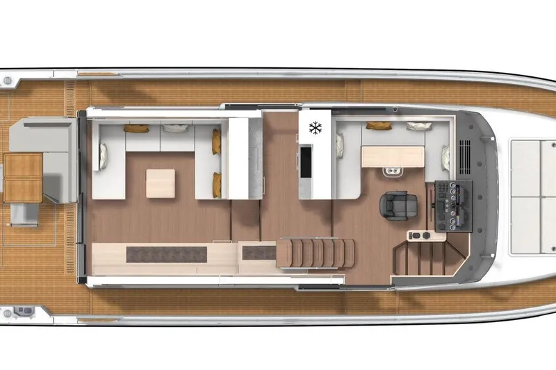 Slide: The Image of 2026 Beneteau Swift Trawler 54 interior layout with modern design and spacious living areas. - 52