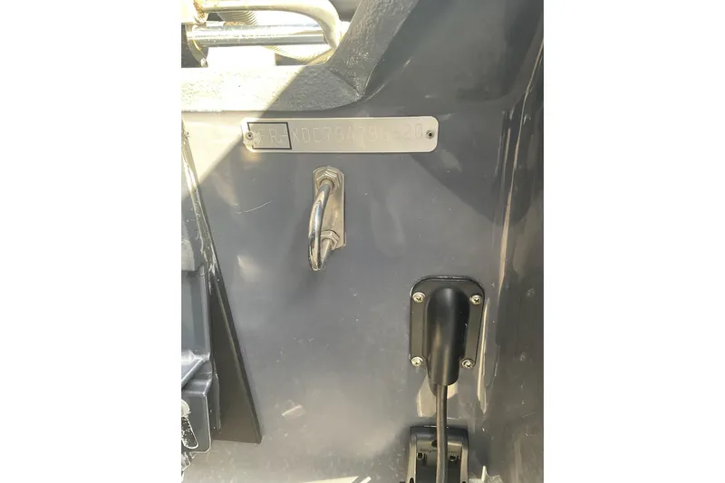 Slide: The Image of 2020 Zodiac Pro 5.5 boat interior with serial number plate and hook detail. - 10