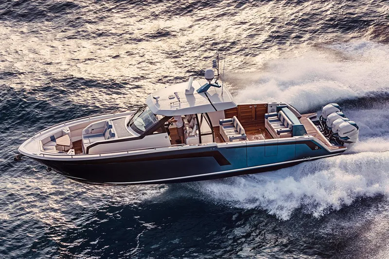 Slide: The Image of Manufacturer Provided Image: 2020 Ocean Alexander 45 Divergence Sport cruising on the water. - 1