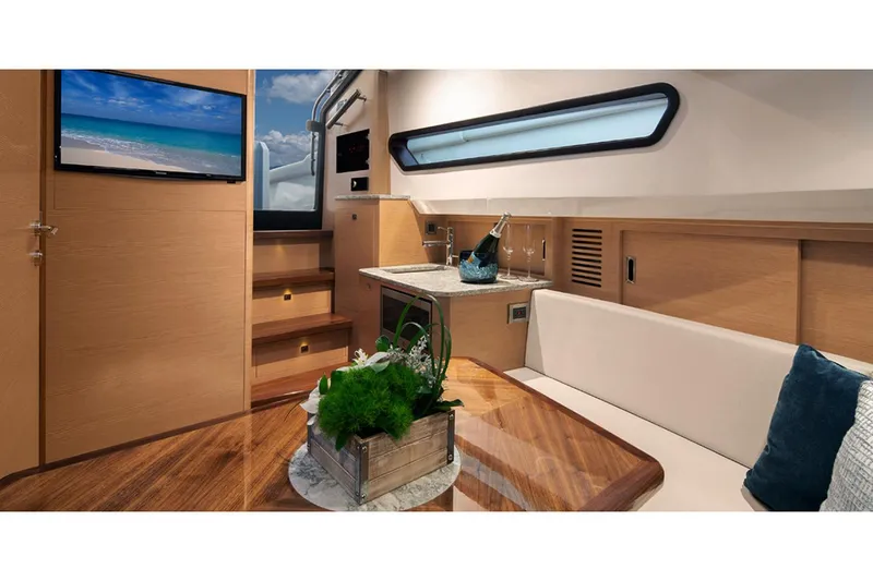 Slide: The Image of Manufacturer Provided Image: Interior of 2020 Ocean Alexander 45 Divergence Sport yacht with modern furnishings. - 28