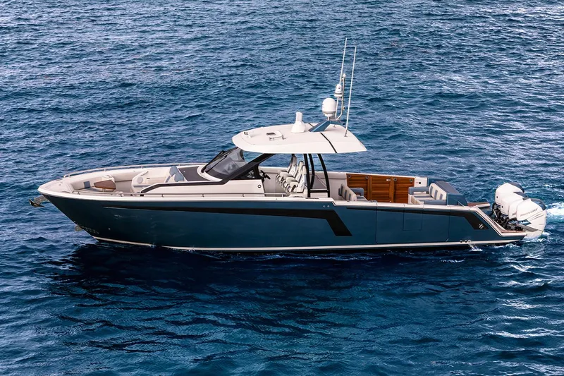 Slide: The Image of Manufacturer Provided Image: 2020 Ocean Alexander 45 Divergence Sport yacht cruising on open water. - 5