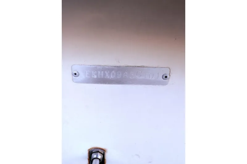 Slide: The Image of Close-up of a 2001 Carolina Skiff 1980 V hull identification number plate. - 10
