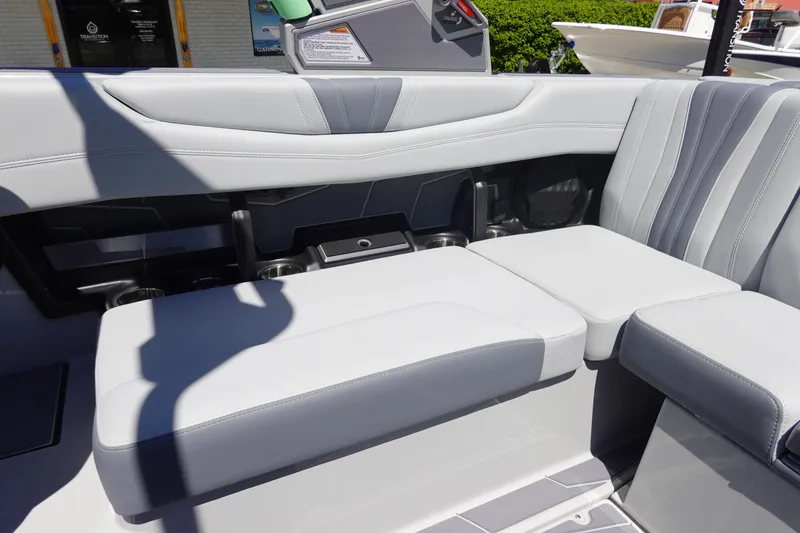 Slide: The Image of 2026 Malibu Wakesetter 22 LSV interior seating with sleek, modern design and premium upholstery. - 14