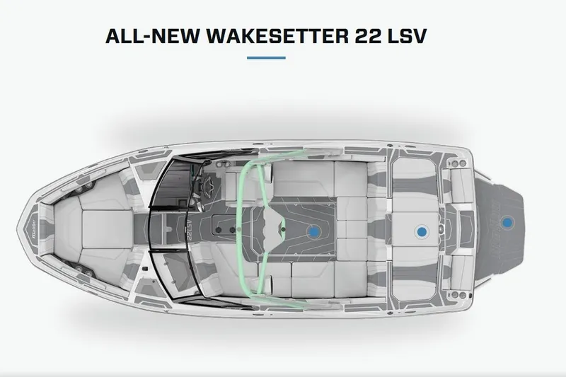 Slide: The Image of Top view of 2026 Malibu Wakesetter 22 LSV boat interior layout. - 3