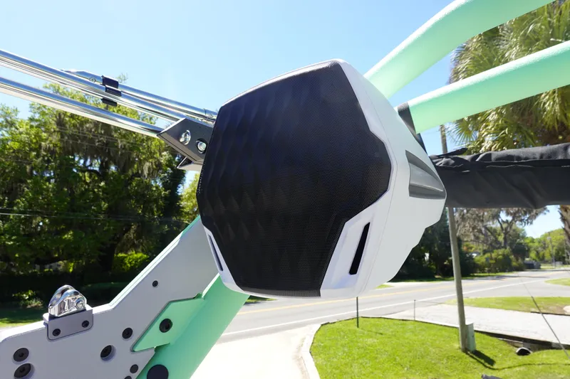 Slide: The Image of Speaker on Malibu Wakesetter 22 LSV 2026 boat, close-up view. - 39