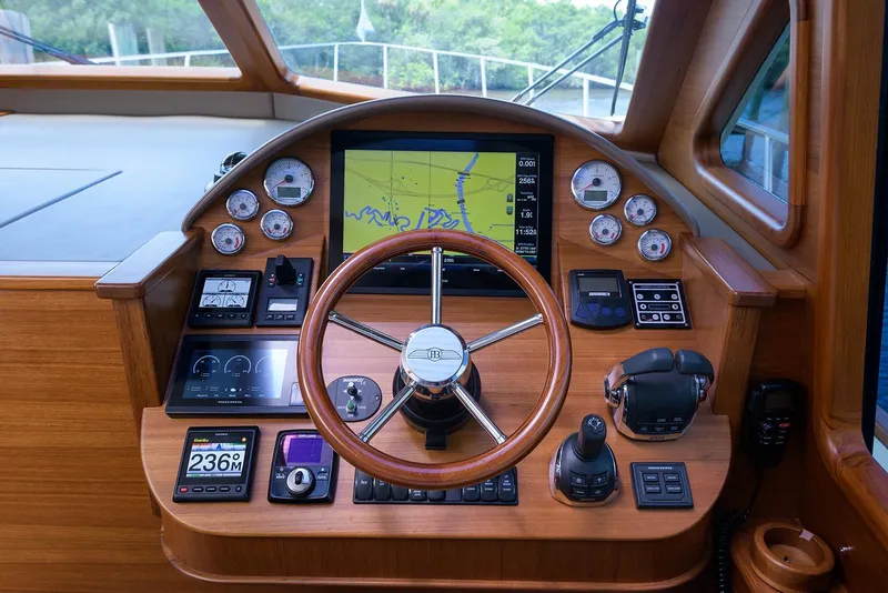 Slide: The Image of Shower area in 2018 Palm Beach Motor Yachts PB55, featuring modern fixtures and nautical decor. - 41