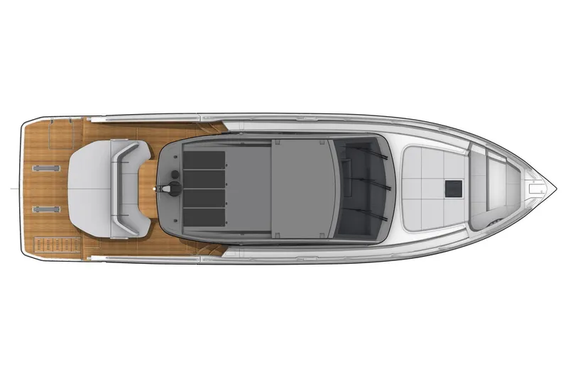 Slide: The Image of Top view of 2026 Beneteau Gran Turismo 50 yacht layout, showcasing deck and seating arrangement. - 27