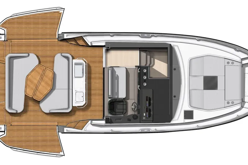 Slide: The Image of Top view of 2026 Beneteau Gran Turismo 40 yacht interior layout. - 46