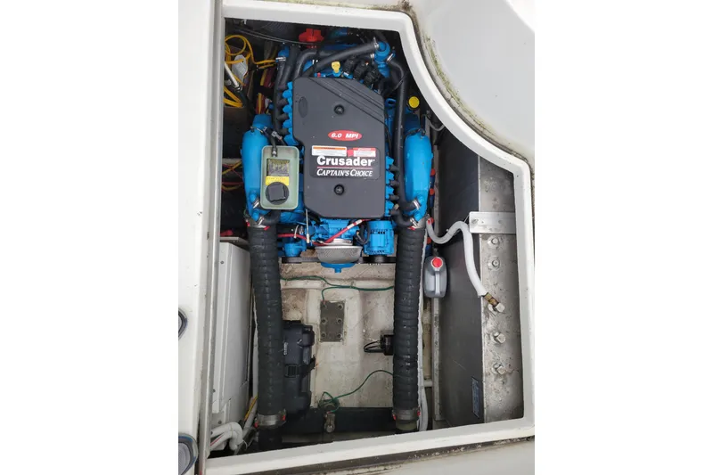 Slide: The Image of Engine compartment of a 2006 Carver 36 Mariner with Crusader Captain's Choice engine. - 63