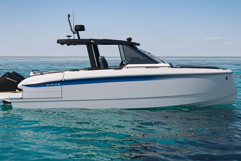 Slide: The Image of 2025 Beneteau Gran Turismo 35 yacht on calm ocean waters. - 17