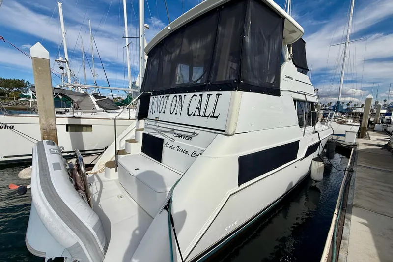 Slide: The Image of 1997 Carver 355 Aft Cabin Motor Yacht docked at marina, Chula Vista, California. - 6