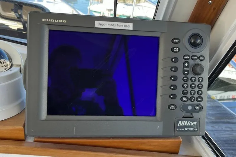 Slide: The Image of Furuno NAVnet marine GPS system on 2001 Northern Bay 36 boat dashboard. - 17