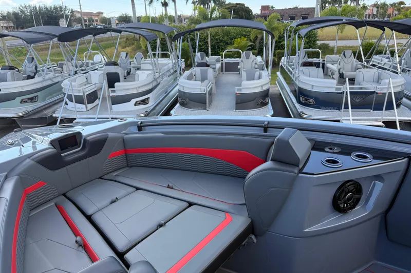 Slide: The Image of 2026 Sunsation 34 CCX boat interior with luxurious seating and modern design. - 15