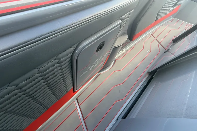 Slide: The Image of 2026 Sunsation 34 CCX interior with sleek, modern design and red accents. - 31