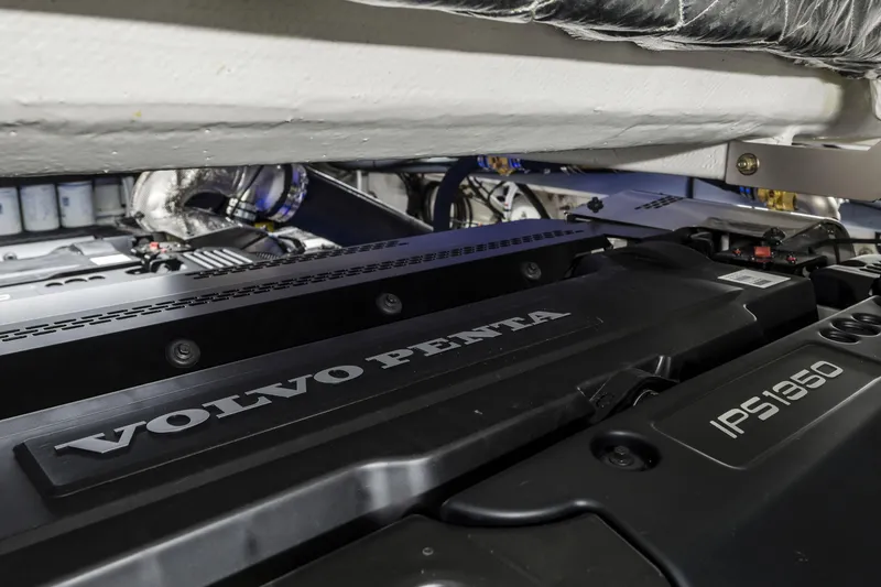 Slide: The Image of Engine room of 2026 Cranchi Settantotto 78 yacht with Volvo Penta IPS1350 engine. - 26