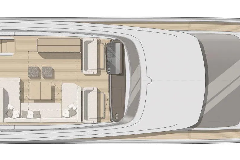 Slide: The Image of Top view layout of 2026 Cranchi Settantotto 78 yacht interior design. - 52