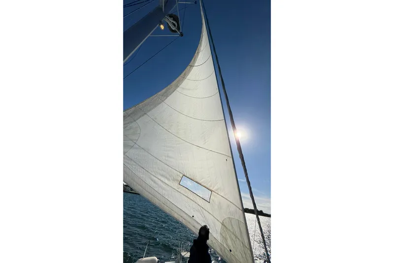 Slide: The Image of Sailing on a 2019 Lagoon 450 catamaran under clear blue skies. - 35