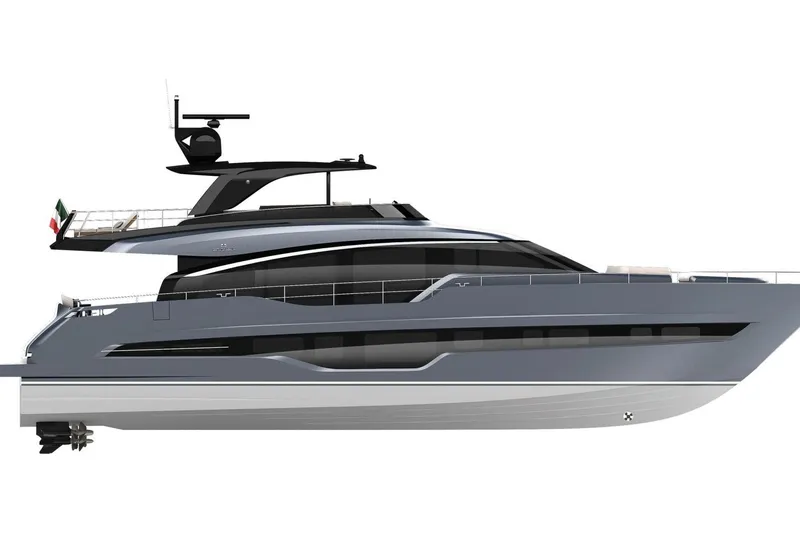 Slide: The Image of 2026 Cranchi Settantotto 78 luxury yacht, sleek design, side view, modern features. - 51
