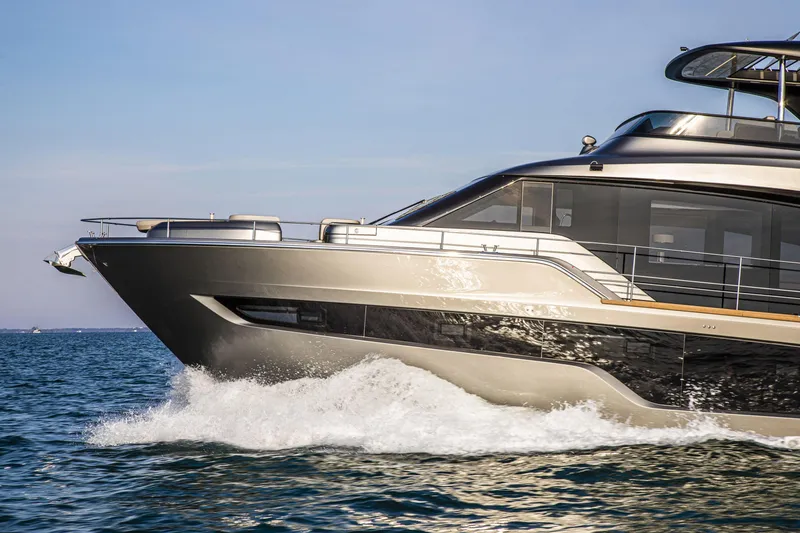 Slide: The Image of Luxury Cranchi Sessantasette 67 yacht cruising on open water, 2026 model. - 5