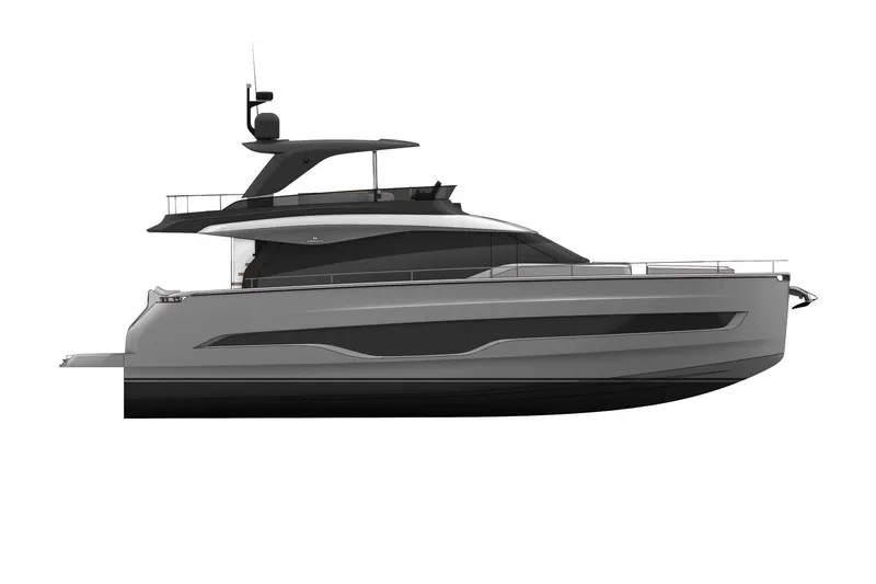 Slide: The Image of 2026 Cranchi Sessantadue 62 yacht, sleek design, side profile, modern luxury vessel. - 50