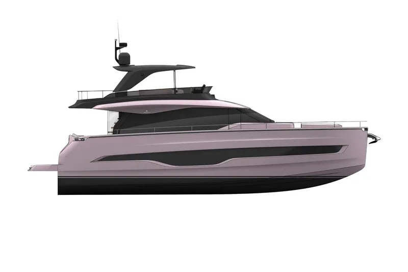 Slide: The Image of 2026 Cranchi Sessantadue 62 yacht, sleek design, side view, modern luxury vessel. - 51