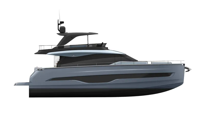 Slide: The Image of 2026 Cranchi Sessantadue 62 yacht, sleek design, side view, modern luxury vessel. - 52