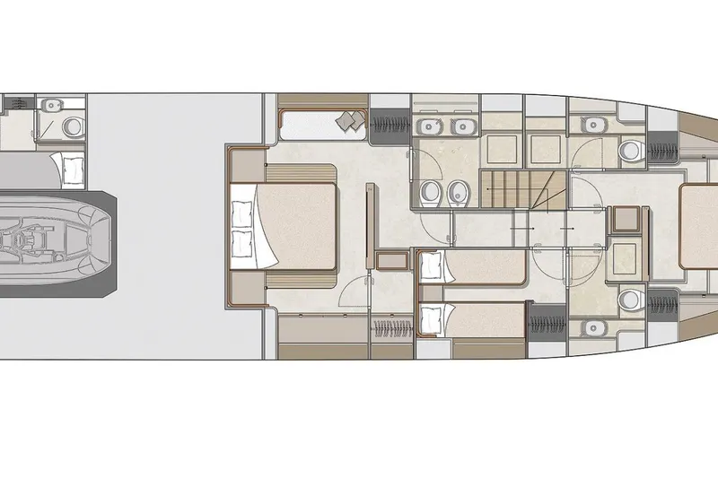 Slide: The Image of Floor plan of 2026 Cranchi Sessantadue 62 yacht, featuring bedrooms and bathrooms layout. - 53