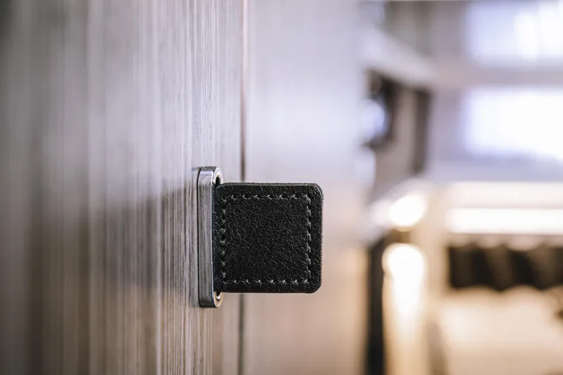 Slide: The Image of Close-up of a leather handle on the 2026 Cranchi A46 Luxury Tender yacht. - 22