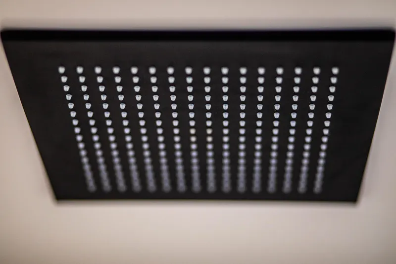 Slide: The Image of Close-up of a modern black showerhead with multiple nozzles, Cranchi A46 Luxury Tender 2026. - 23