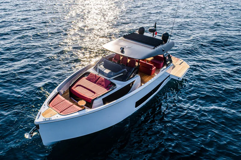 Slide: The Image of 2026 Cranchi A46 Luxury Tender cruising on sparkling blue water. - 3