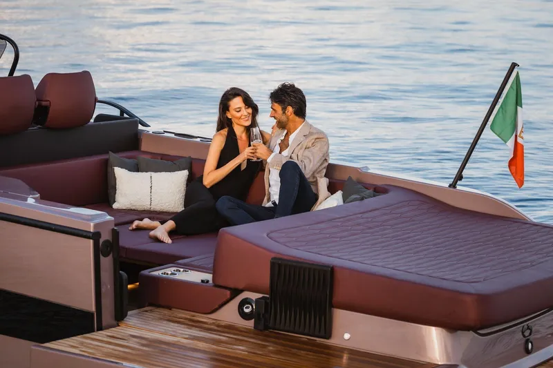 Slide: The Image of Couple enjoying a moment on 2026 Cranchi A32 Luxury Tender yacht. - 37