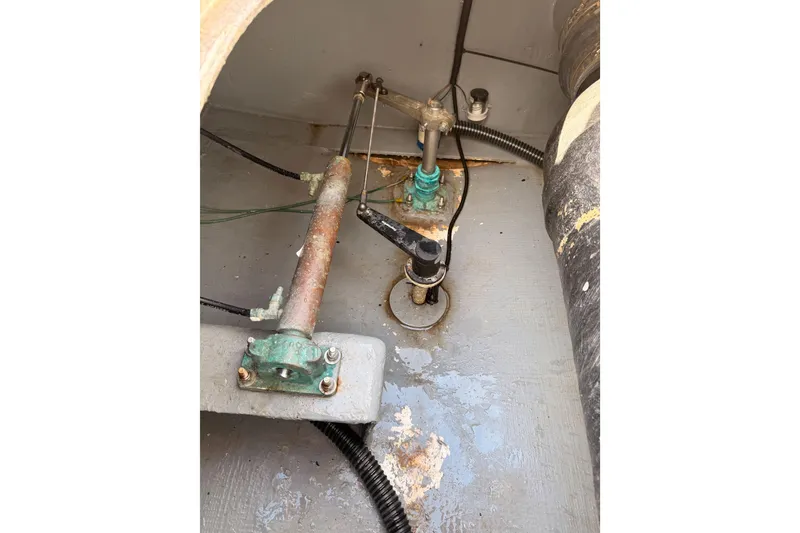 Slide: The Image of Bilge area of a 2002 Eastern Downeast 35 boat showing mechanical components. - 89