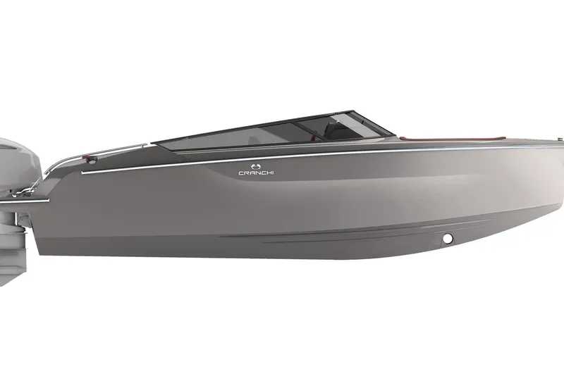 Slide: The Image of 2026 Cranchi E26 Rider boat, sleek design, side view, modern luxury watercraft. - 50