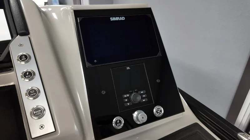 Slide: The Image of Barletta Corsa 23UC 2026 dashboard with Simrad display. - 44