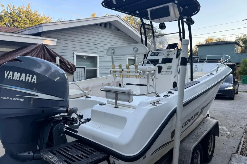 Slide: The Image of Century 2001 Center Console boat, 2006 model, with Yamaha four-stroke engine on trailer. - 2