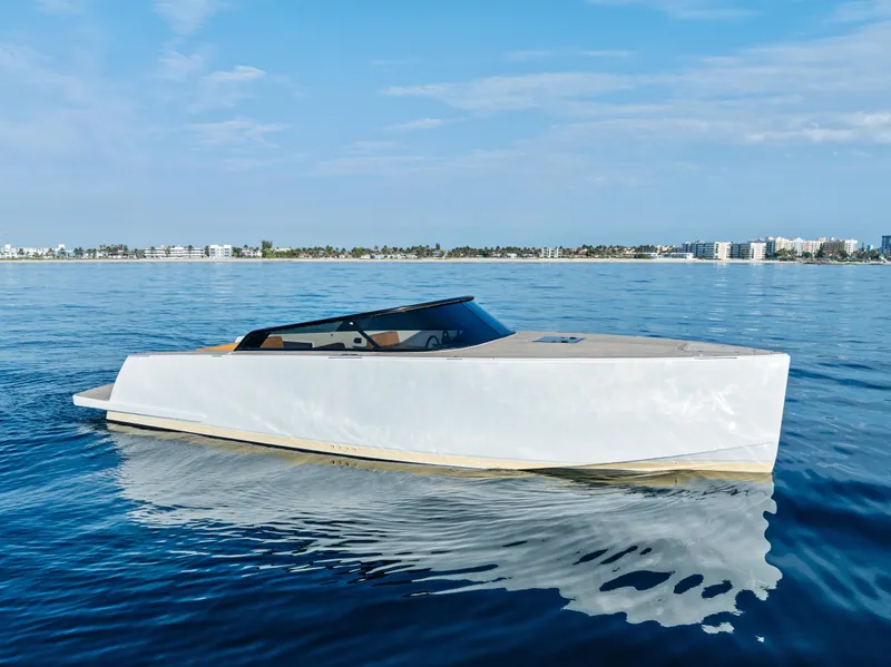 The Image of 2023 VanDutch 32 yacht on calm blue waters, showcasing sleek modern design. - 0