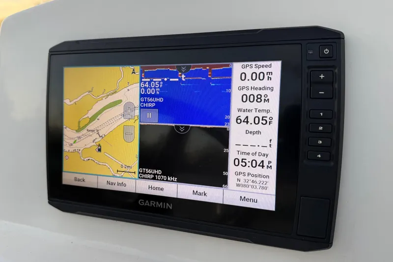 Slide: The Image of Garmin GPS display on 2022 Maverick 18 HPX-V, showing navigation and water temperature. - 20