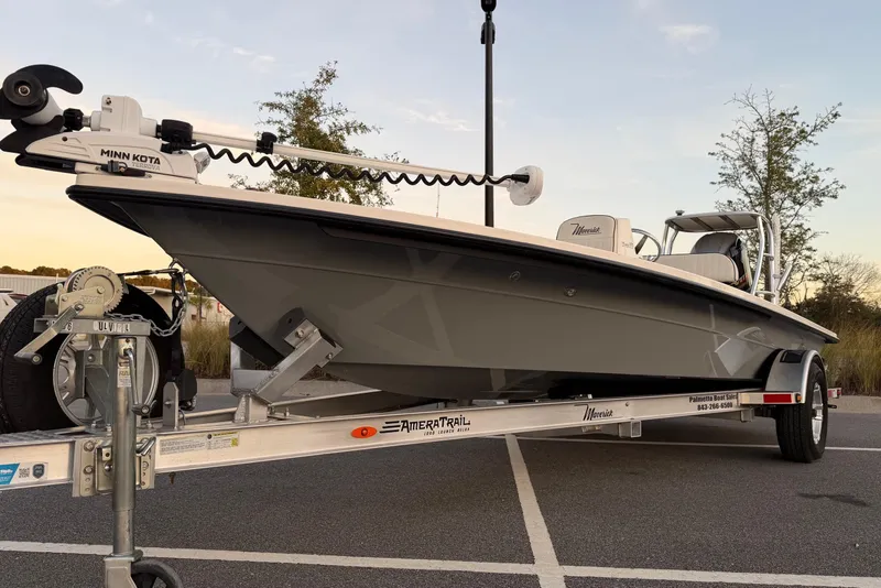 Slide: The Image of 2022 Maverick 18 HPX-V boat on trailer, featuring Minn Kota trolling motor. - 3