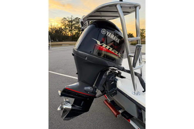 Slide: The Image of 2022 Maverick 18 HPX-V boat with Yamaha VMAX outboard motor at sunset. - 36