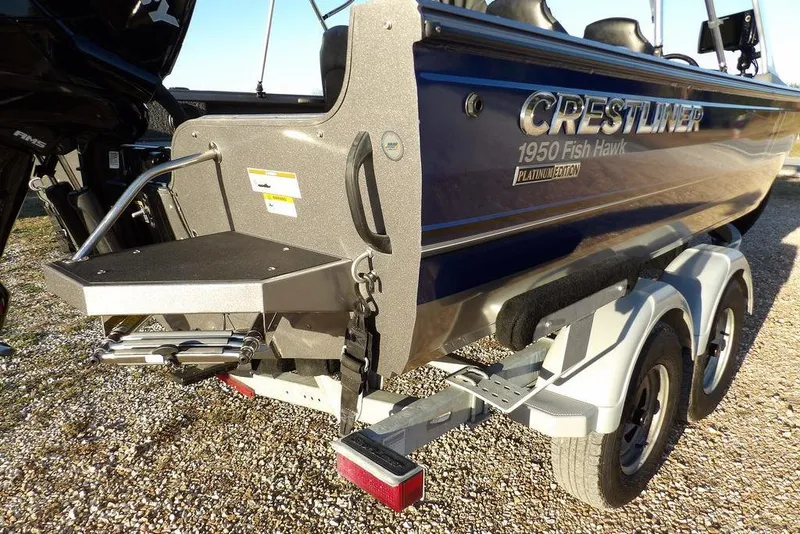 Slide: The Image of 2018 Crestliner 1950 Fish Hawk WT boat on trailer, rear view. - 66
