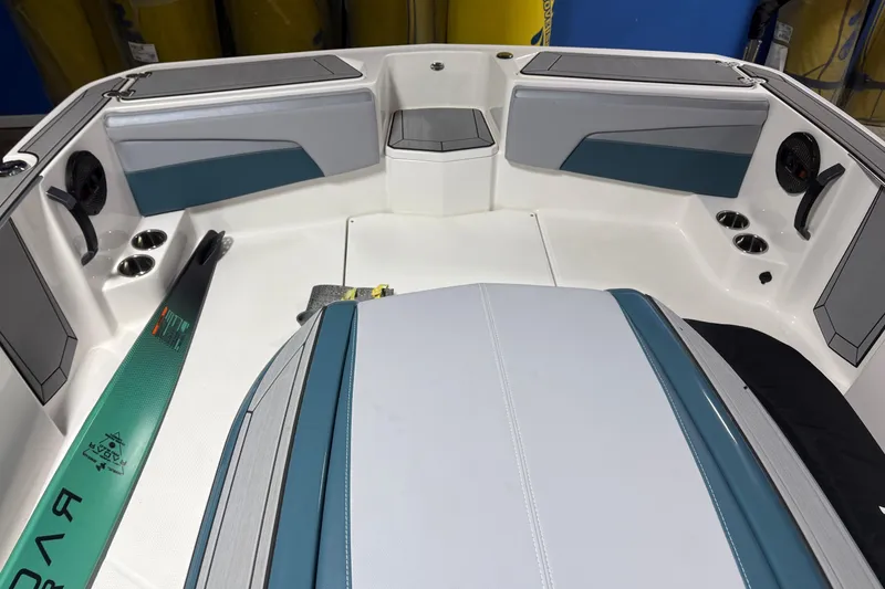 Slide: The Image of Interior of 2025 MasterCraft ProStar boat with sleek seating and ski storage. - 7