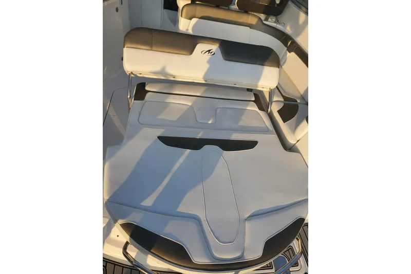 Slide: The Image of 2015 Monterey 315 Sport Yacht interior seating with sleek, modern design. - 32