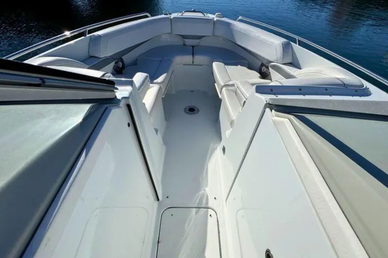 Slide: The Image of 2012 Formula 270 Bowrider boat interior with spacious seating and sleek design. - 16