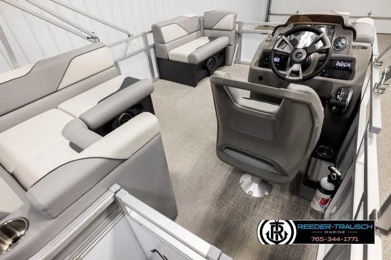 Slide: The Image of 2026 Avalon VEN CR boat interior with modern helm, seating, and marine equipment. - 12