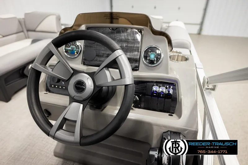 Slide: The Image of Steering console of 2026 Avalon VEN CR boat with modern controls and dashboard. - 22