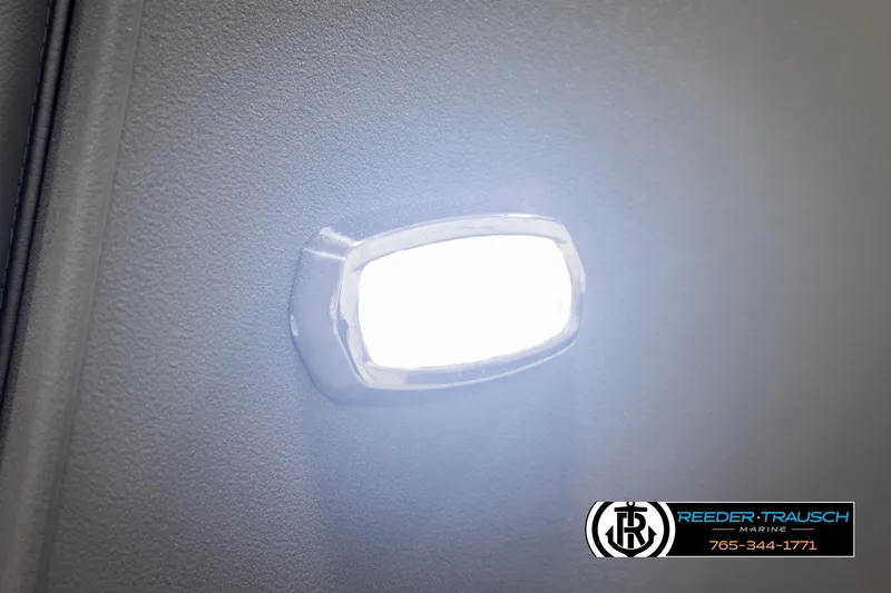 Slide: The Image of LED light on 2026 Avalon VEN CR boat interior, Reeder-Trausch Marine branding. - 37