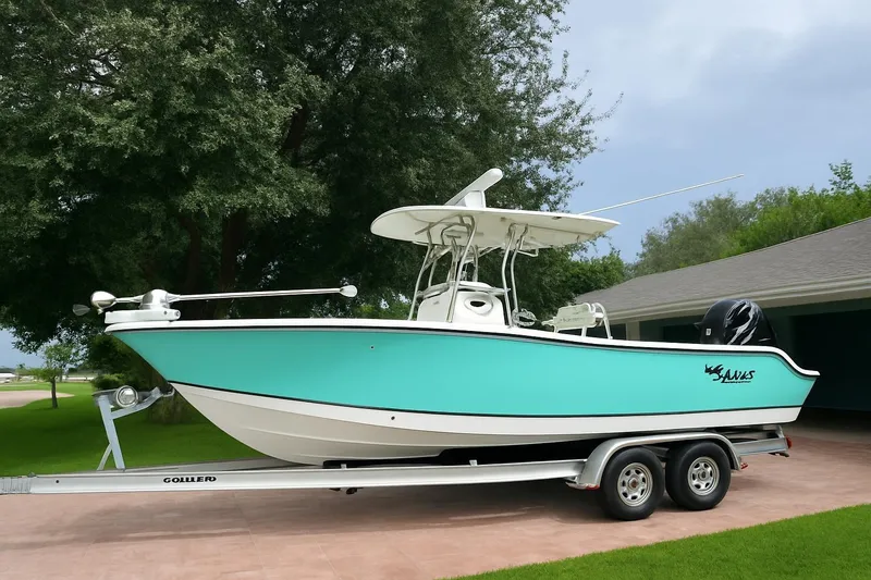 The Image of 2019 Mako 234 Center Console boat on trailer, parked outdoors. - 0