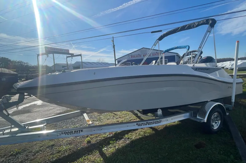 Slide: The Image of 2026 Starcraft SV 18 OB boat on trailer at MidAtlantic Marine Center. - 9