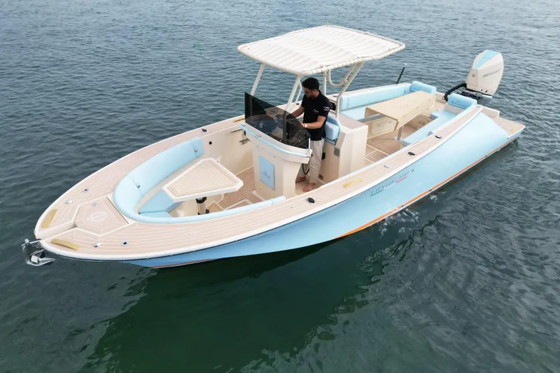 Slide: The Image of 2026 Lilybaeum Levanzo 25 Lounge Deck boat on water, featuring sleek design and modern amenities. - 4